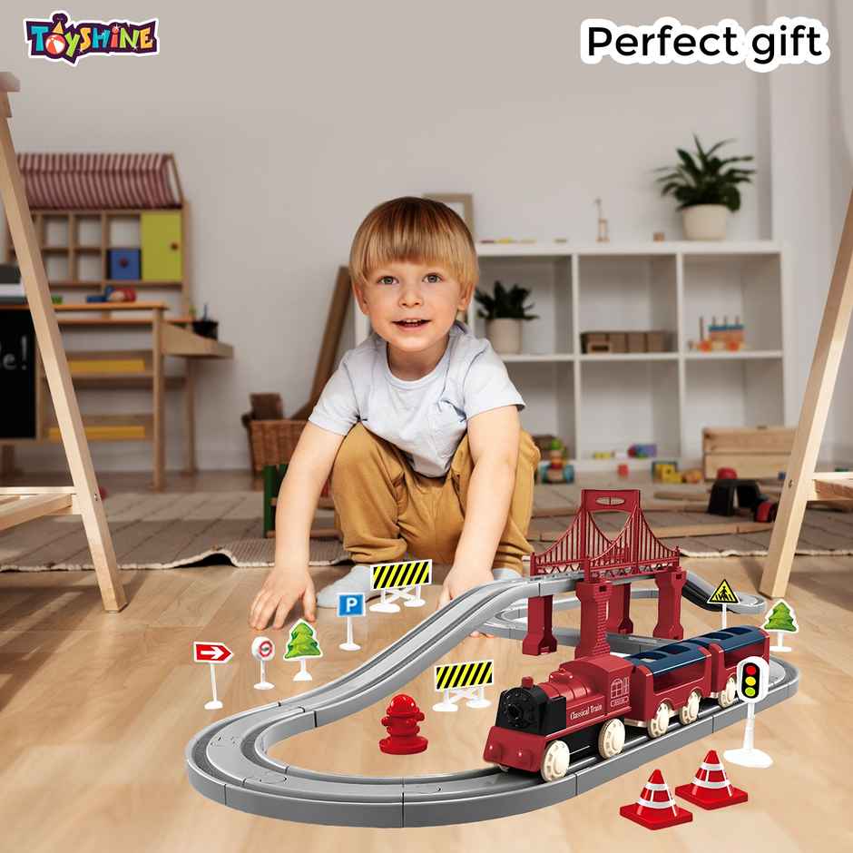 Toyshine 40 Pcs DIY Mini Train Track Set | Educational Toy for Kids | Age 3 and Above | Red