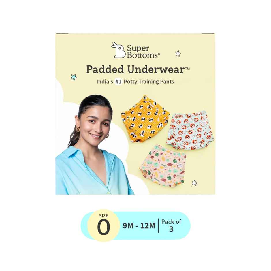 SuperBottoms Padded Underwear 9-12M | Potty Training Underwear Pack of 3