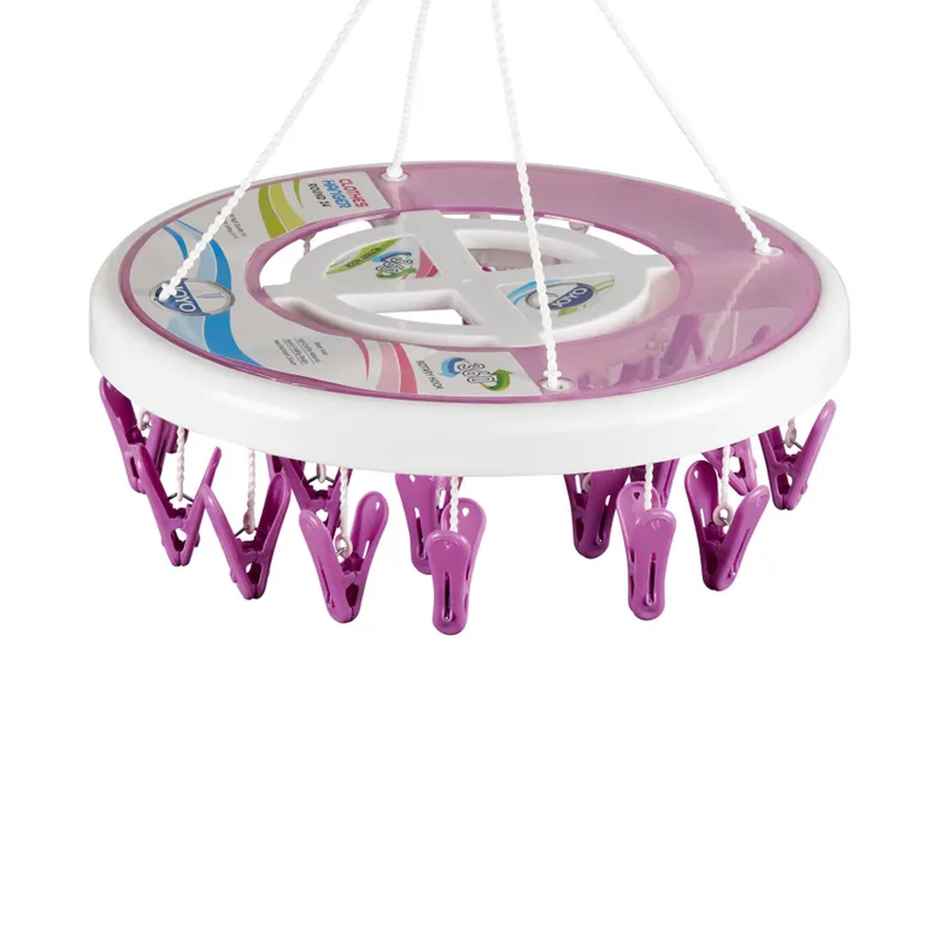 Joyo Plastics 24 Clip Cloth Hanging Hanger (Colour May Vary)