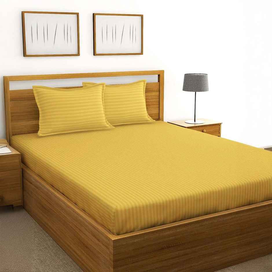 Bianca Super Soft 100% Cotton Satin Stripe Double Bedsheet, 2 Pillow Covers | Hilton | 108 x 108 in