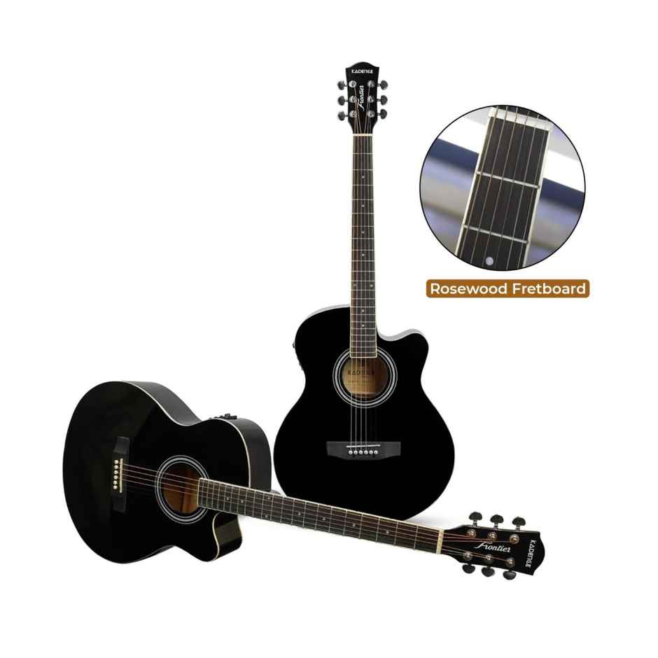 Kadence Frontier Guitar Combo - Black Acoustic Guitar with Bag | Strap & Picks