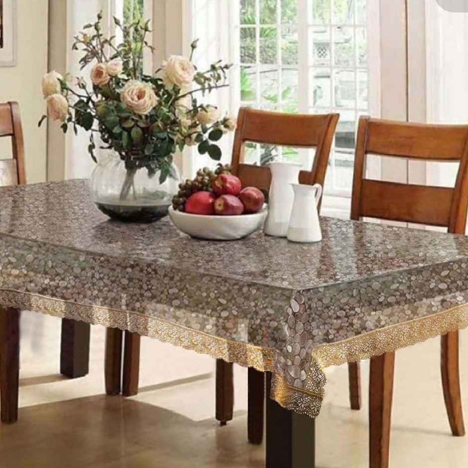 Kuber Industries 60X90 Inch Dining Table Cover for 6 Seater for Home Decor | DTC | Gold