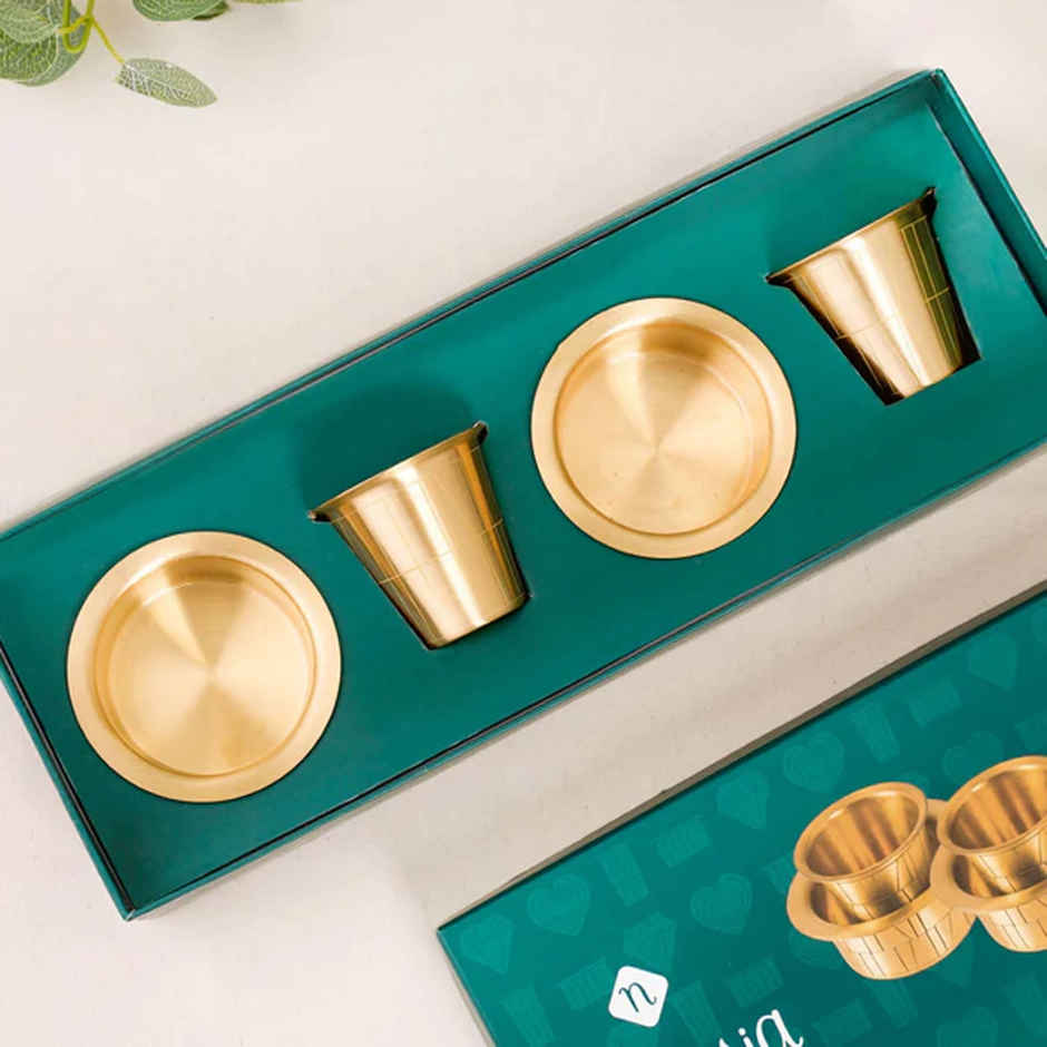 Nestasia Pure Brass Filter Coffee Tumbler Davara Set For 2 People