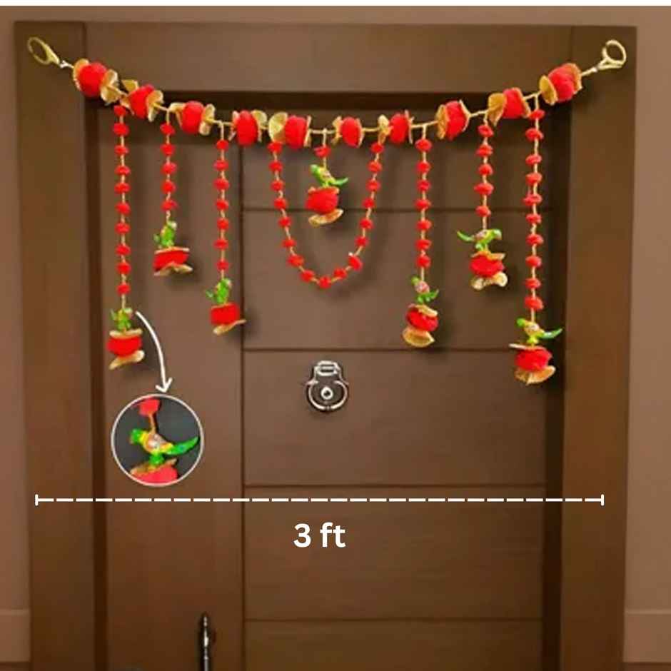 Pom Pom Parrot Toran | Multicolor | Samsidhi