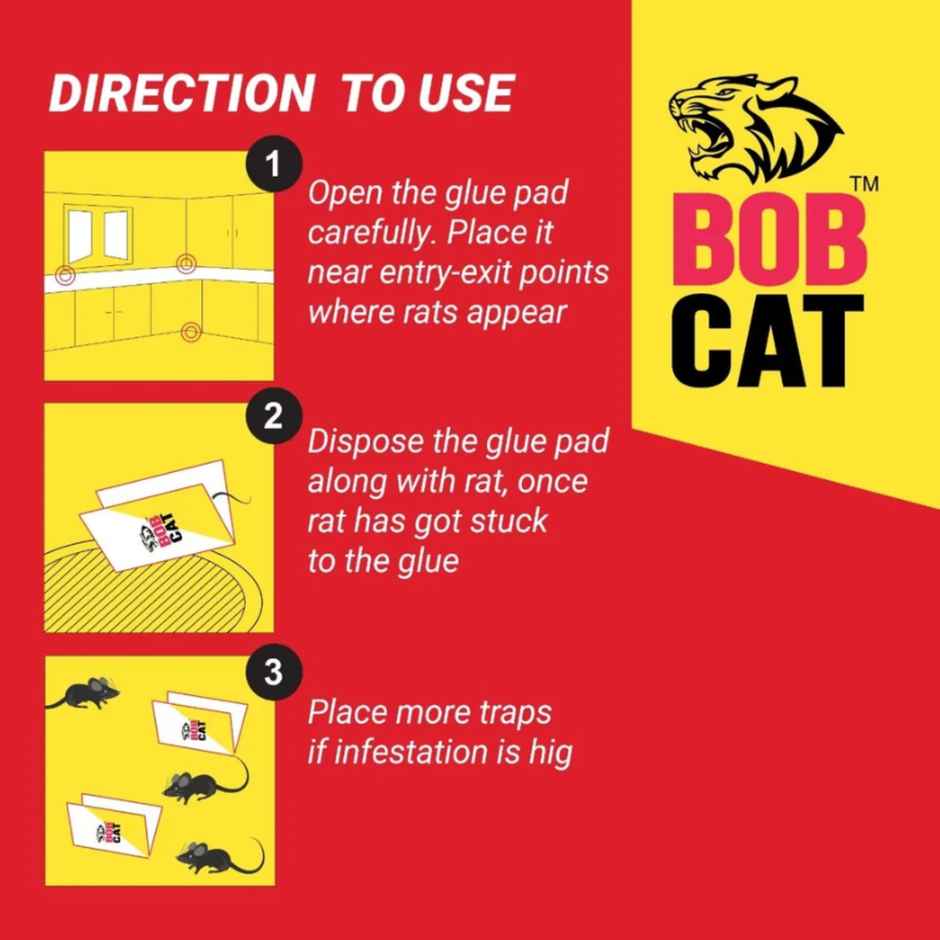 BOB CAT RAT GLUE TRAP STRONG- PACK OF 3-MEDIUM SIZE