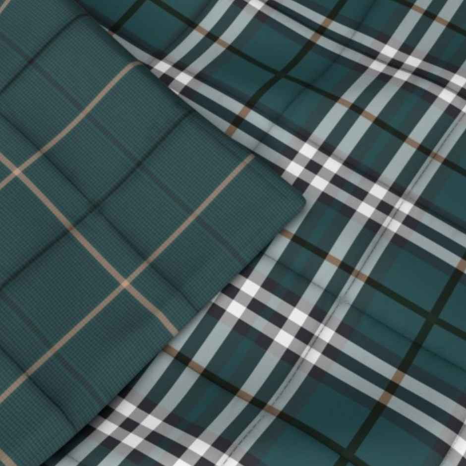 Nautica 100% Premium Cotton Fabric Comforter for All Weather | Double | Ocean Checks | Green