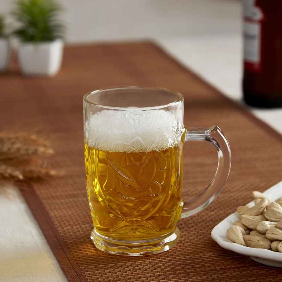 Roxx Ariba Mug Set | 410 ml | Textured Glass | Durable | Hot & Cold Drinks | Transparent