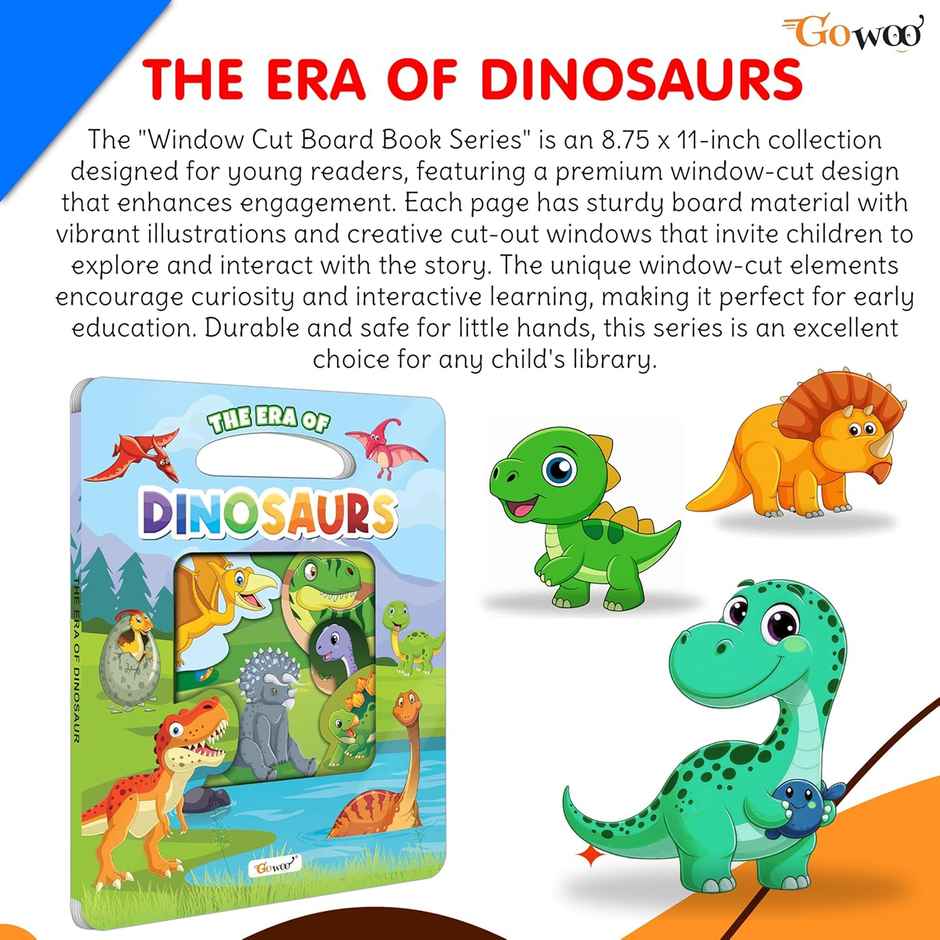 The Era of Dinosaur Window Cut Board Book - Children's Picture Book | Kids Educational Board Book