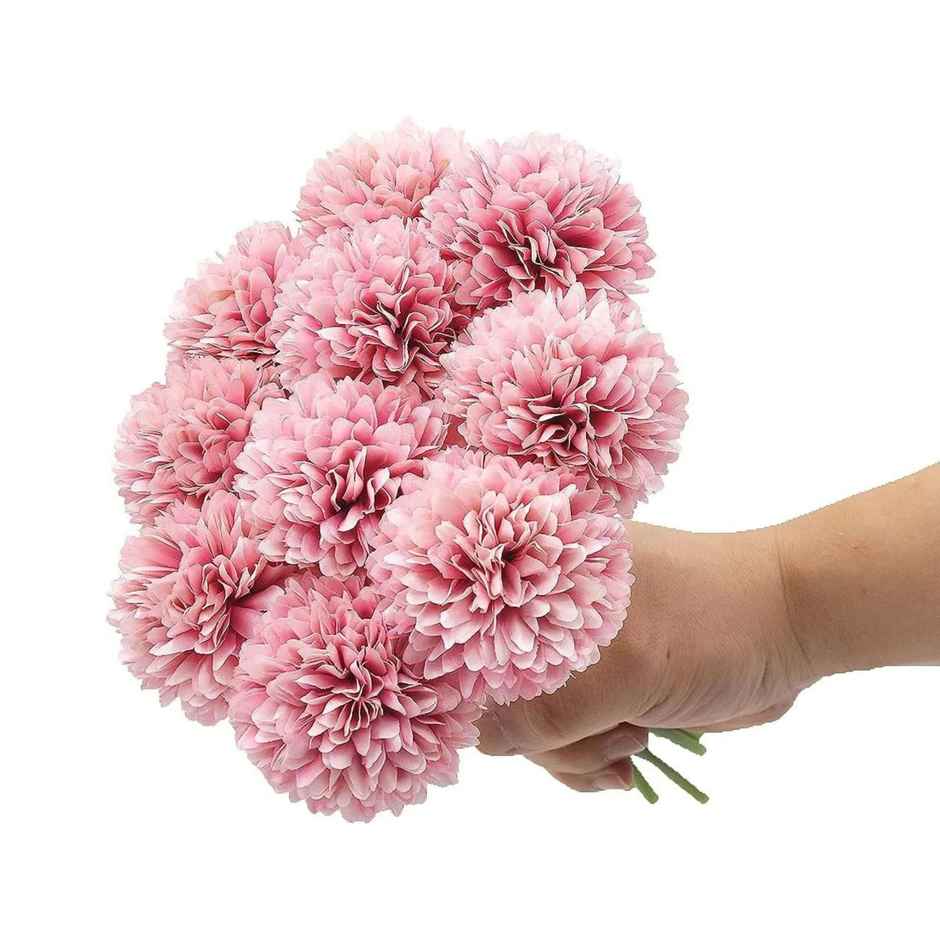 Tied Ribbons Set Of 6 Artificial Ball Flowers Bunches Without Vase