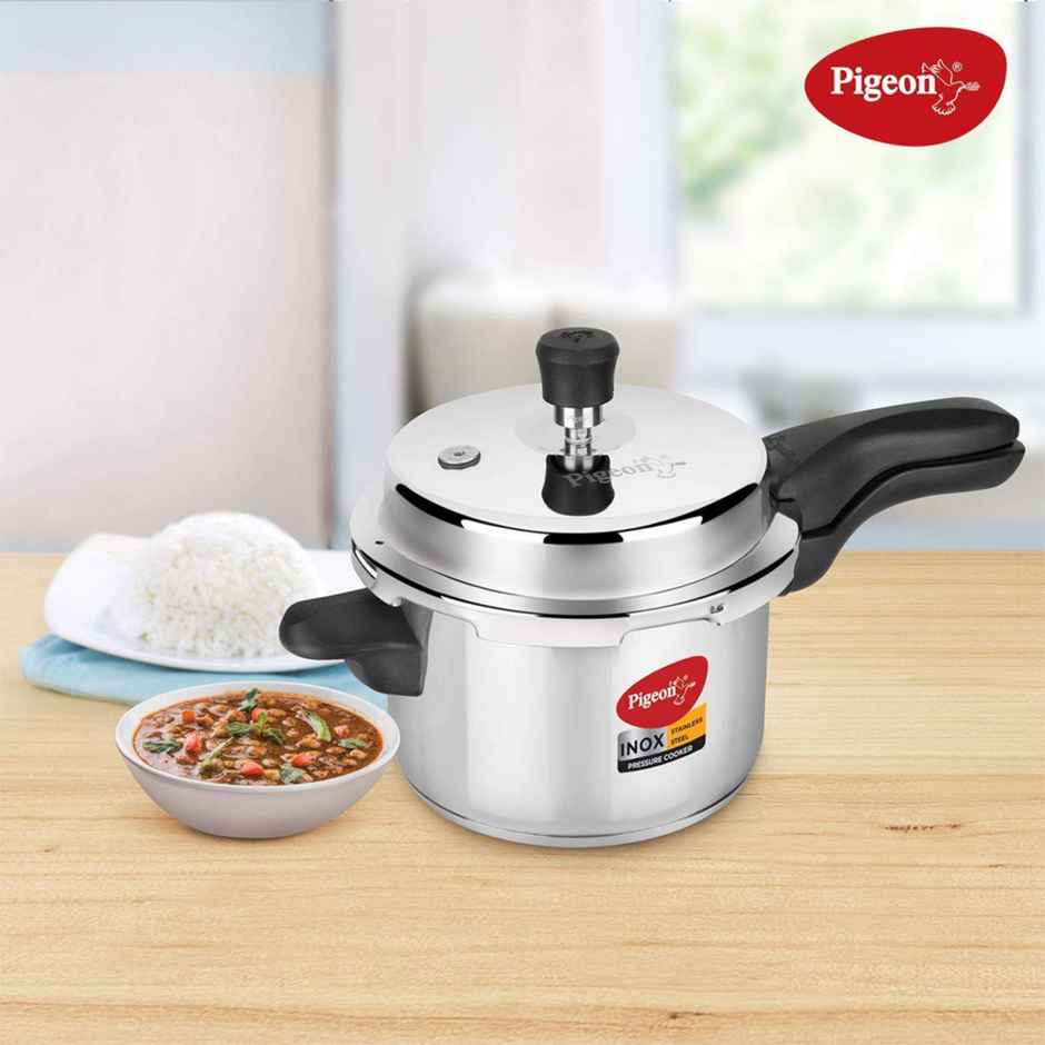 Pigeon Inox 3L Stainless Steel Induction Base Outer Lid Pressure Cooker