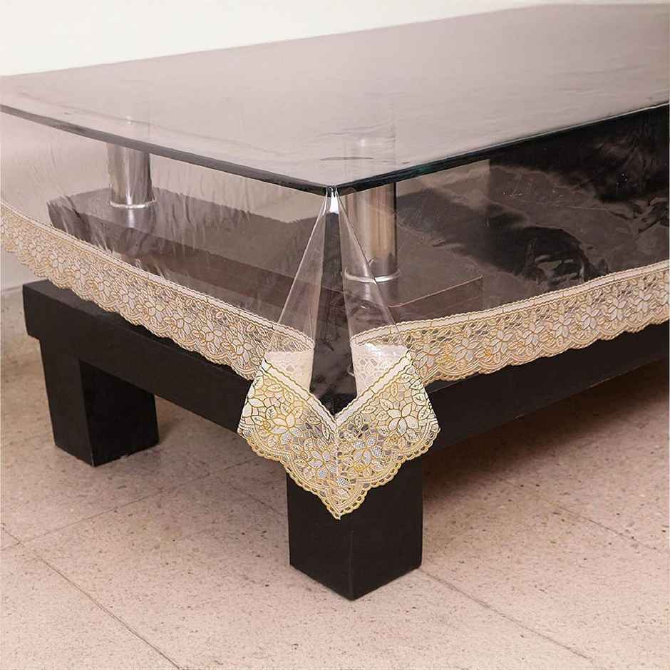 Kuber Industries PVC Waterproof Table Cover 40x60 Inch | Dining, Party, Events | Gold Lace