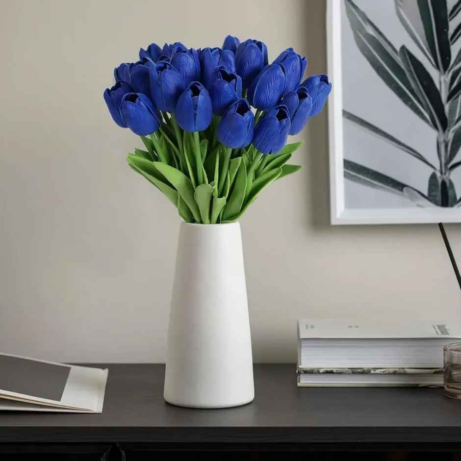 Tied Ribbons Set Of 5 Artificial Tulip Flowers Bunches Without Vase