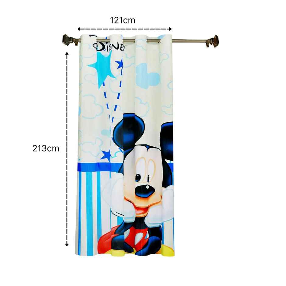Kuber Industries Disney Mickey 7 Feet Door Curtain for Living Room | Bedroom | 8 Eyelet (Cream)