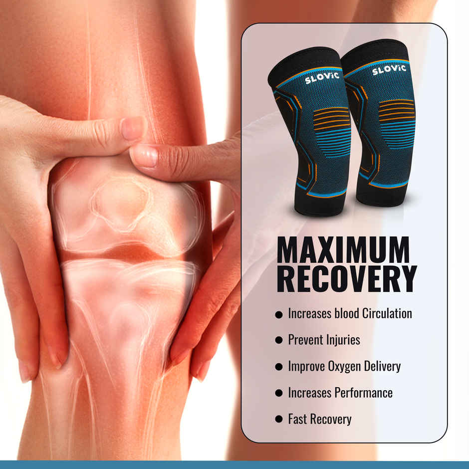 Slovic Knee Brace - Nylon + Latex Silk, Black Compression Sleeve for Pain Relief & Support