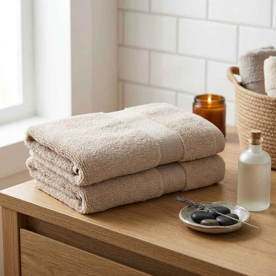 Bianca Hand Towel Soft | Beige | 550 GSM | Pack of 2 - 60cm x 40cm