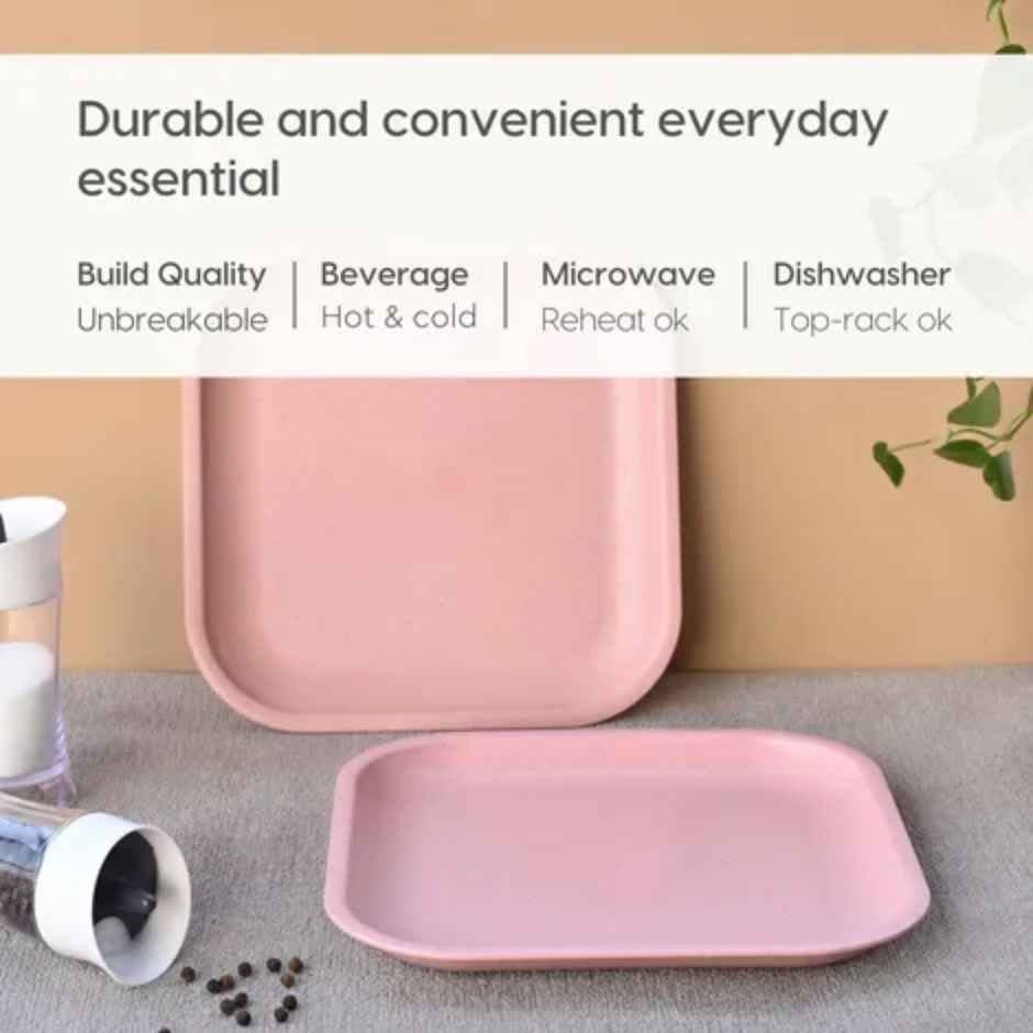 Eha Earth Friendly Snack Plate | 8", 4 pcs, Multi-light | Made with Rice Husk Biocomposite