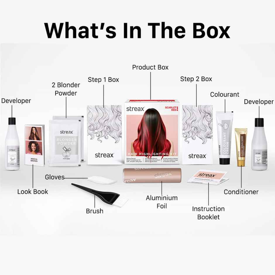 Streax Hair Colour Highlighting Kit Scarlet Red For Women