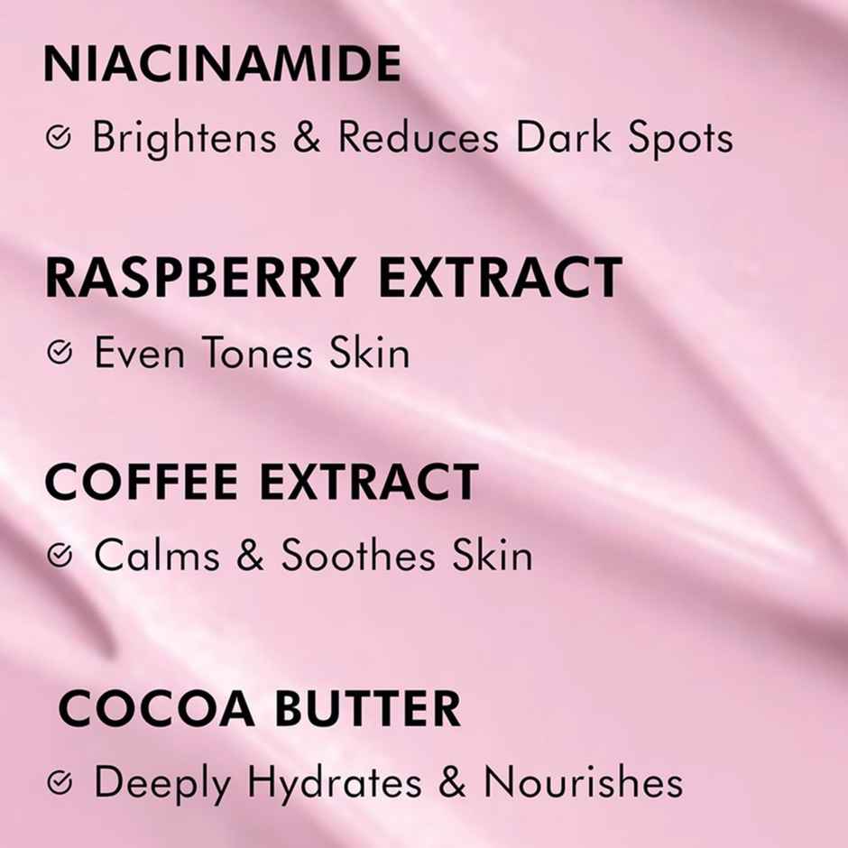 mCaffeine Brightening Raspberry Rush Serum Body Lotion SPF 50 PA+++