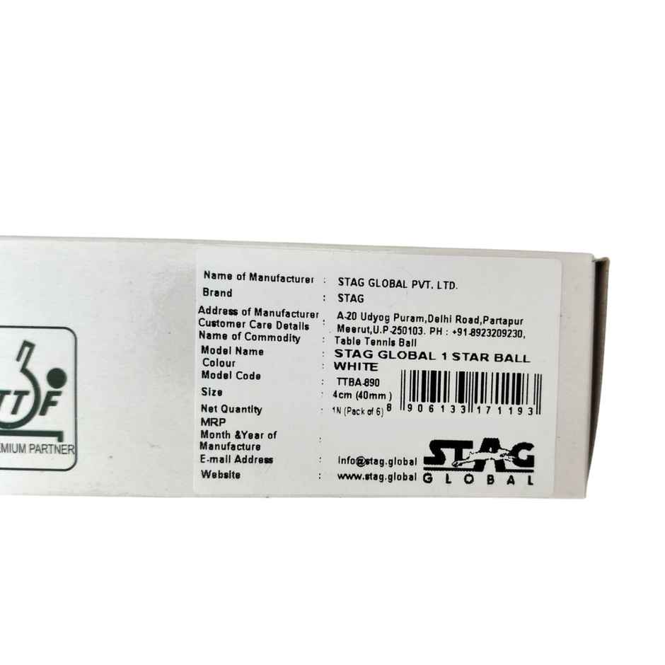 STAG 1 STAR TABLE TENNIS BALL (Pack of 6)