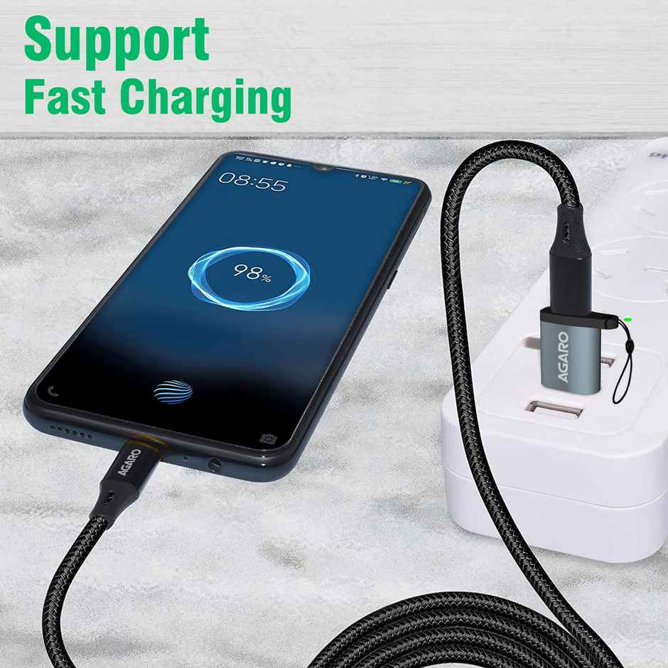 AGARO USB 3.0 Type C Female to USB Male OTG Adapter, 5 Gbps High-Speed Data Transfer, Compatible with Laptops, Tablets, Smartphone, Chargers and More Devices with Standard USB A Interface - Grey