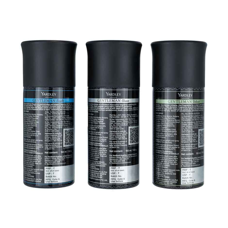 Yardley London Gentleman Assorted Deodorant Pack for Men - Classic & Royale & Urbane