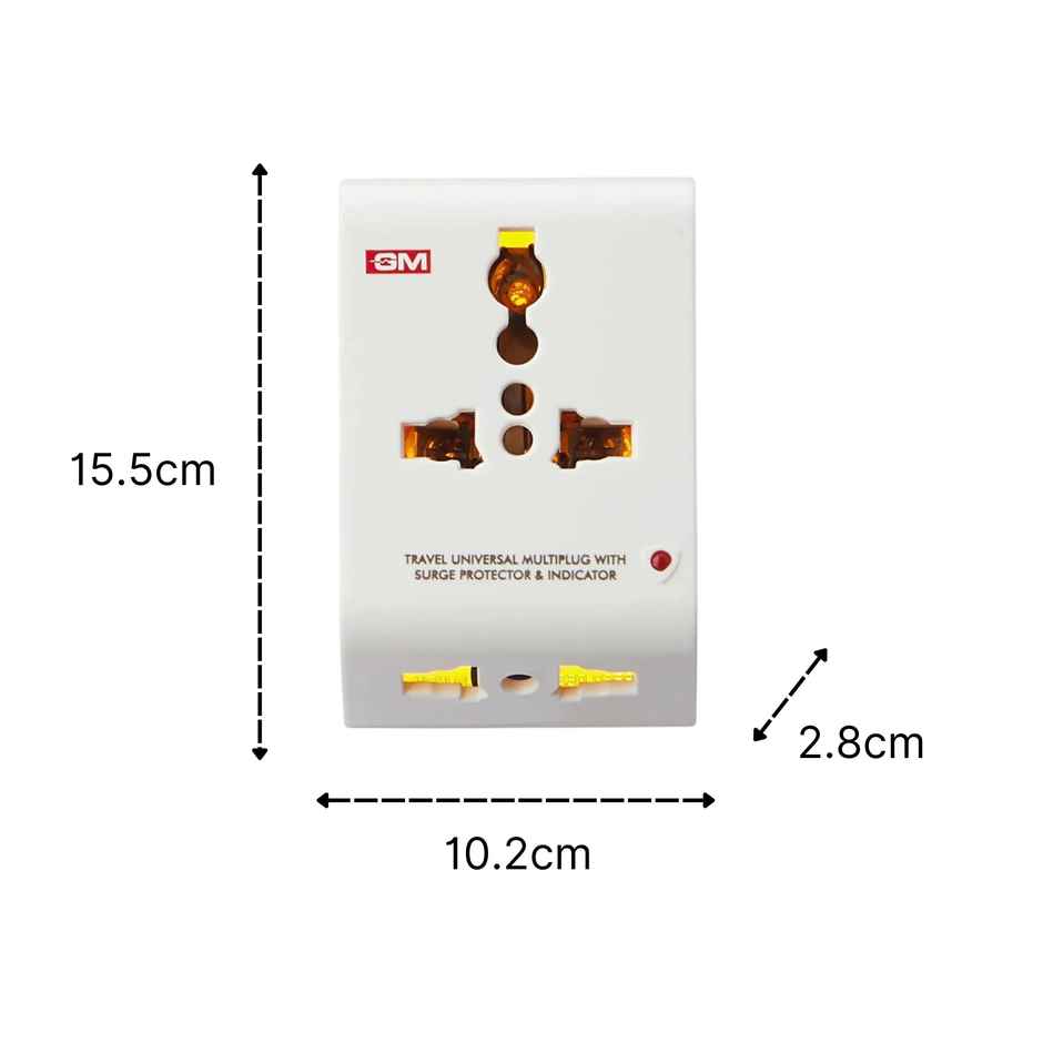 GM 3011 2 Pin Travel Universal Multi-Plug with Surge Protector & Indicator Combo  
