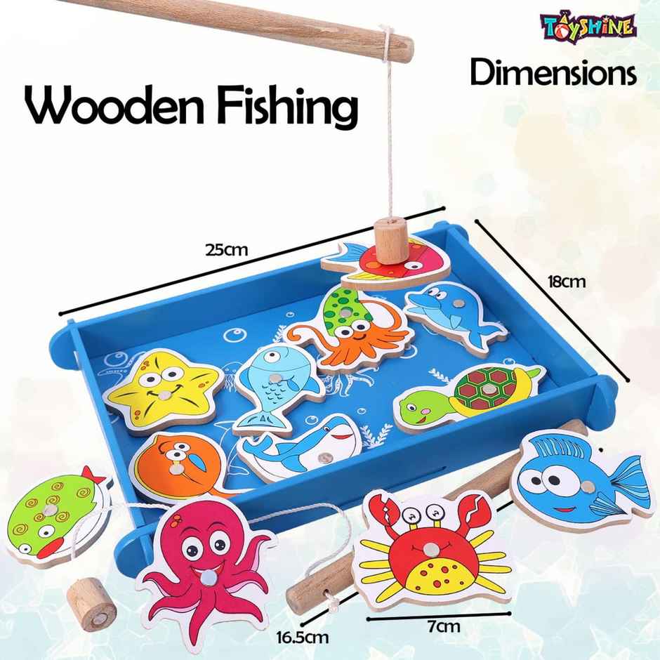 Toyshine Wooden Magnetic Fishing Game | Engaging Toy for Kids - Multicolour