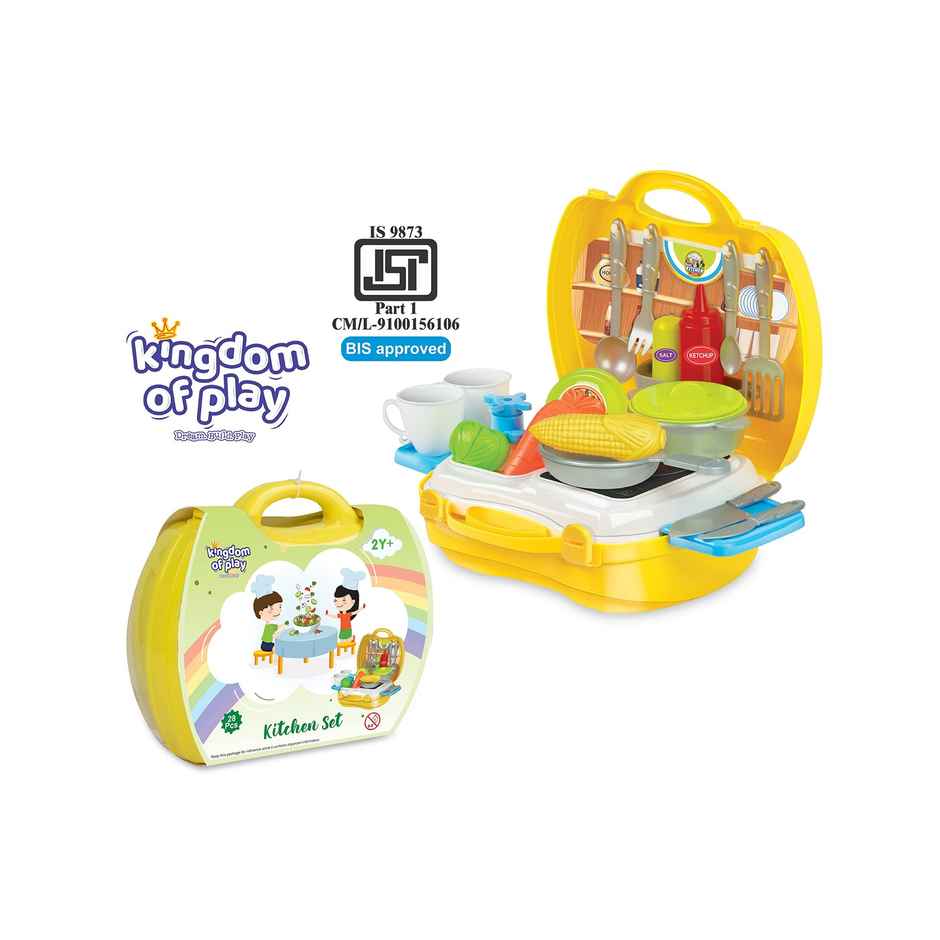 Kingdom Of Play Luxury Kitchen Set Cooking Toy With Suitcase And Kitchen Accessories Multicolor