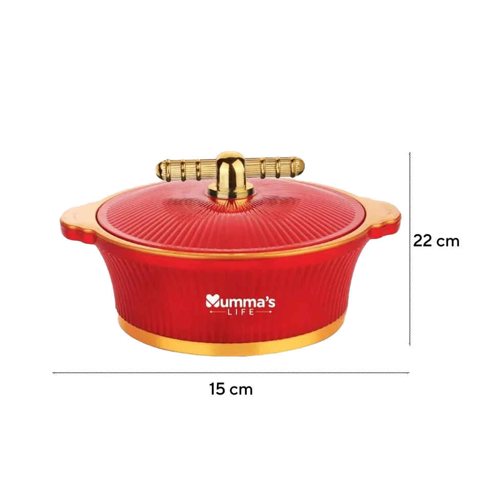 Mumma's Life Insulated Casserole Hotpot With Lid Thermoware Plastic Casserole Masti (2500Ml) (Red)