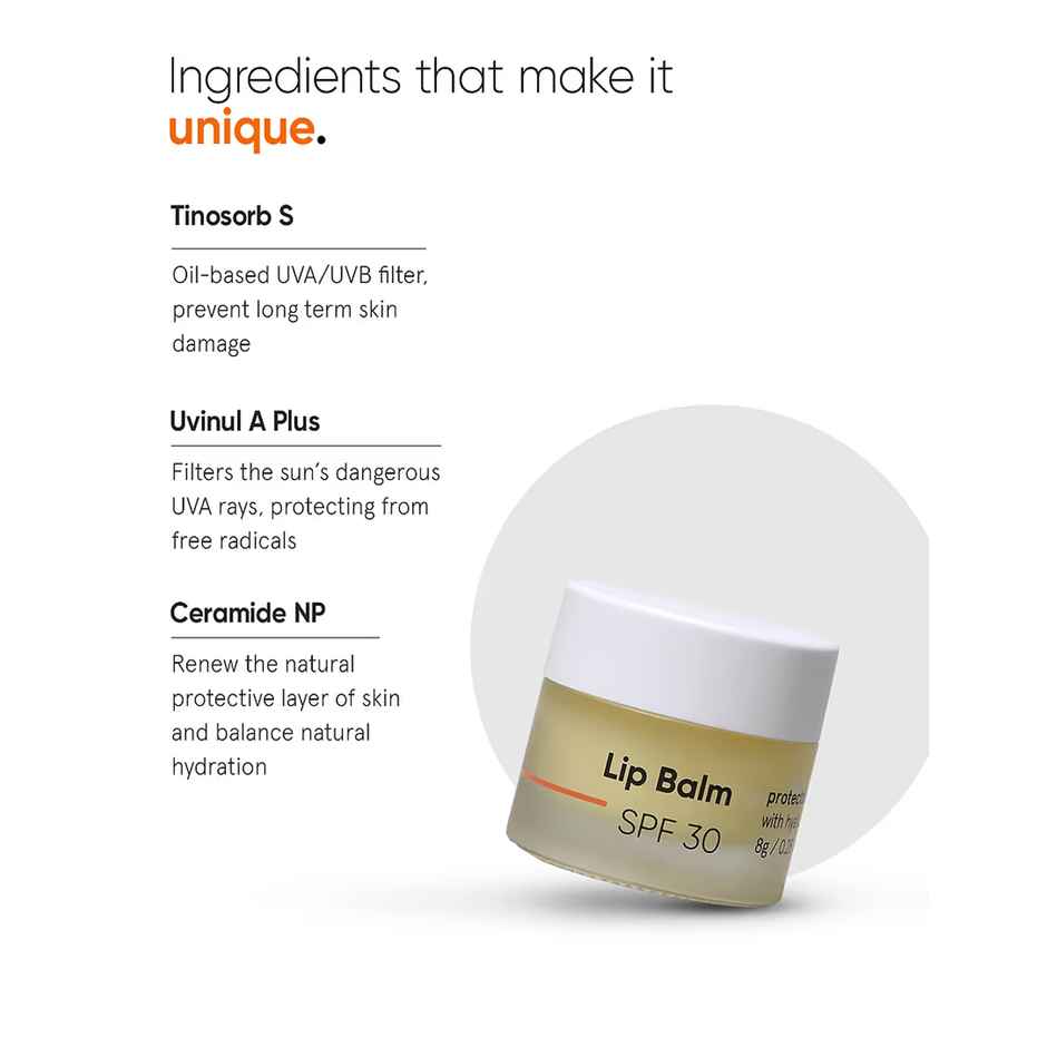 Minimalist SPF 30 Lip Balm with Ceramides & Hyaluronic Acid Protects, Repairs & Hydrates Dry Damaged Lips For Men & Women