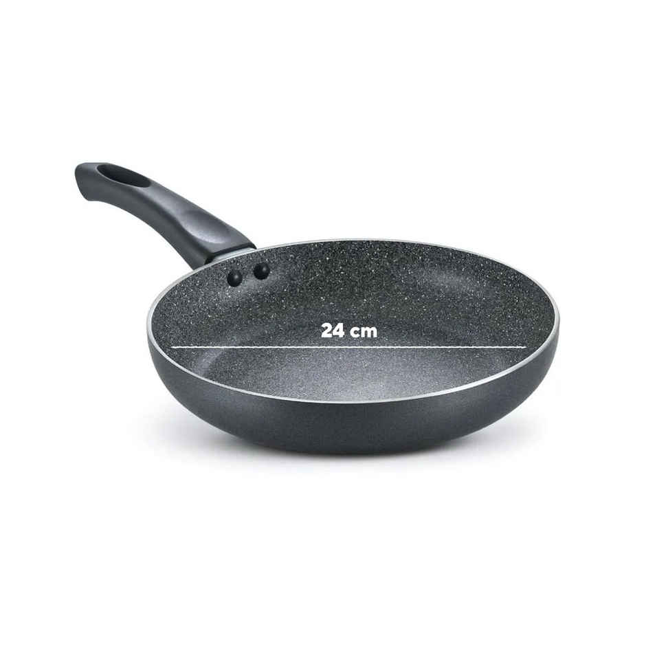 Prestige Omega Deluxe Aluminium Non-Stick Granite Cookware Fry Pan 24cms/1.7Ltr,2yrs Warranty,Black