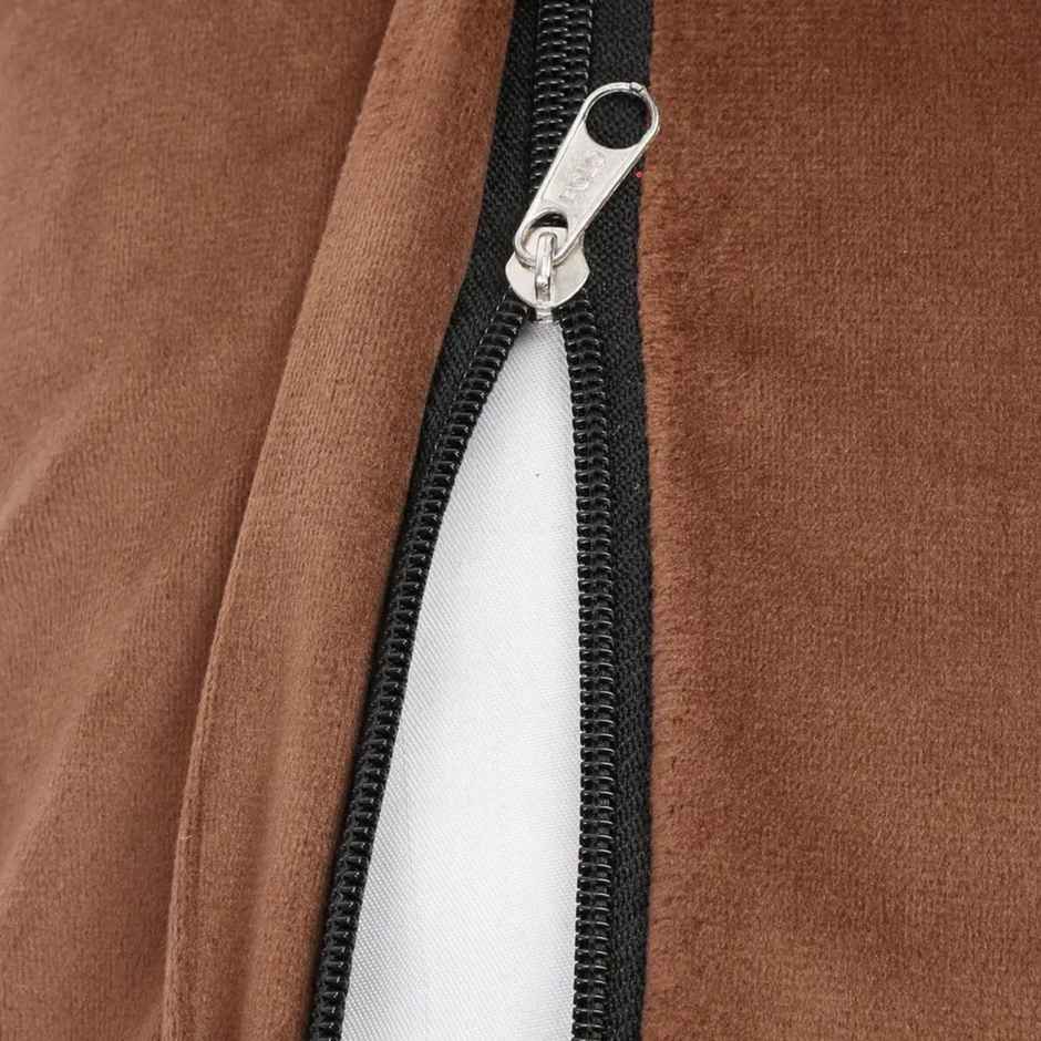 Hosta Homes Soft Velvet Leaf Pattern Golden Foil Printed Brown Cushion Covers | Pack of 2