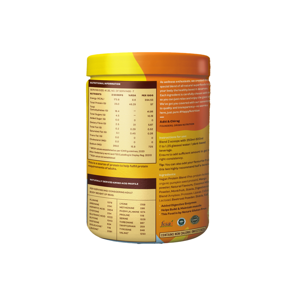 Origin Nutrition Daily Plant Protein Mango Flavour- 7 Servings