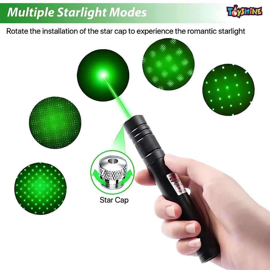 Toyshine Rechargeable Laser Pointer With Star Cap & Child Lock - Indoor/outdoor Use