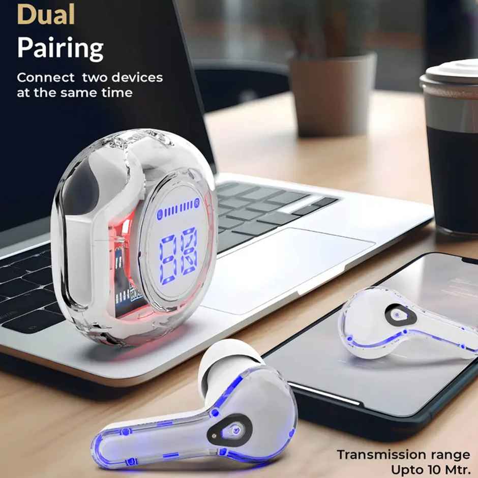 Aroma NB121 Almaty - 40 Hours Playback | TWS | Fast Charging with Digital Display | White