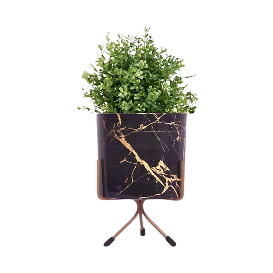 Cinagro Metal Flower Vase Planter Pot - Marble Mirage Black| Suitable for Home Decor & Garden