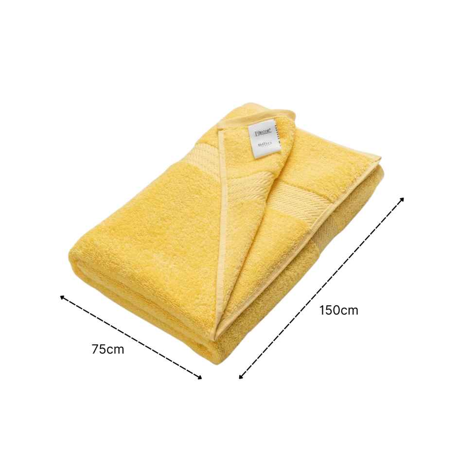 DDECOR Highly Durable Good Absorbency Cotton 500 GSM Bath Towel - Yellow