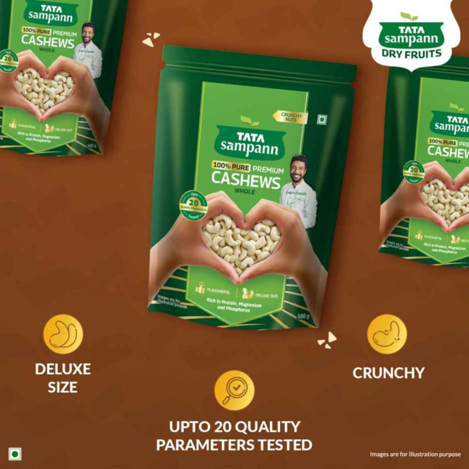 Tata Sampann Totally Pure Premium Cashews/Kaju | Whole
