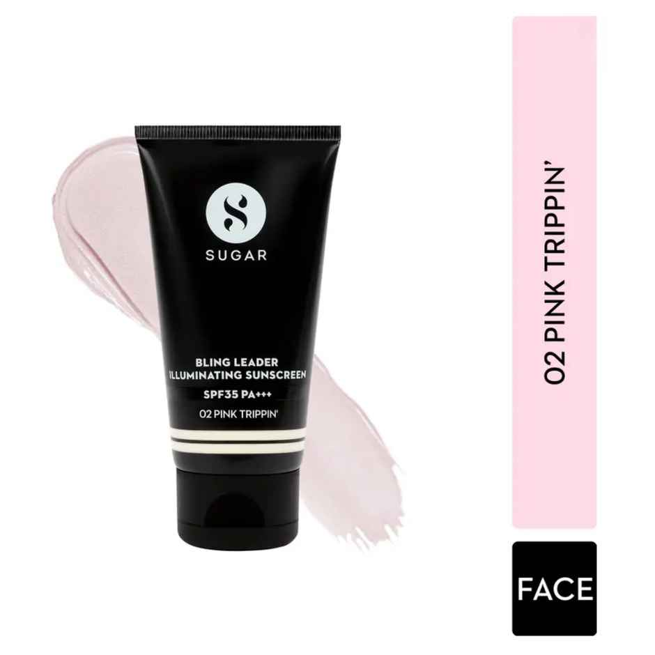 SUGAR Cosmetics Bling Leader Illuminating Sunscreen SPF 35 PA+++ - 02 Pink Trippin