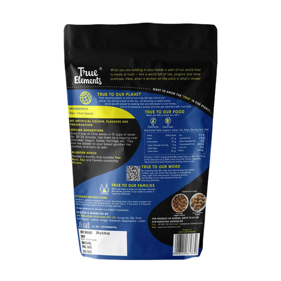 True Elements Chia Seeds Non-Gmo Seeds | for Eating Rich In Omega -3 & Fibre Healthy Snacks