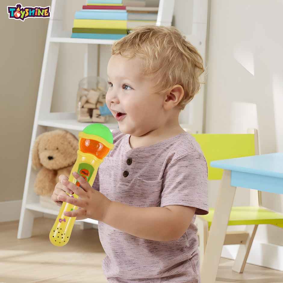 Toyshine Musical Microphone Singing Mic Toy With Lights and Clear Sound | Yellow