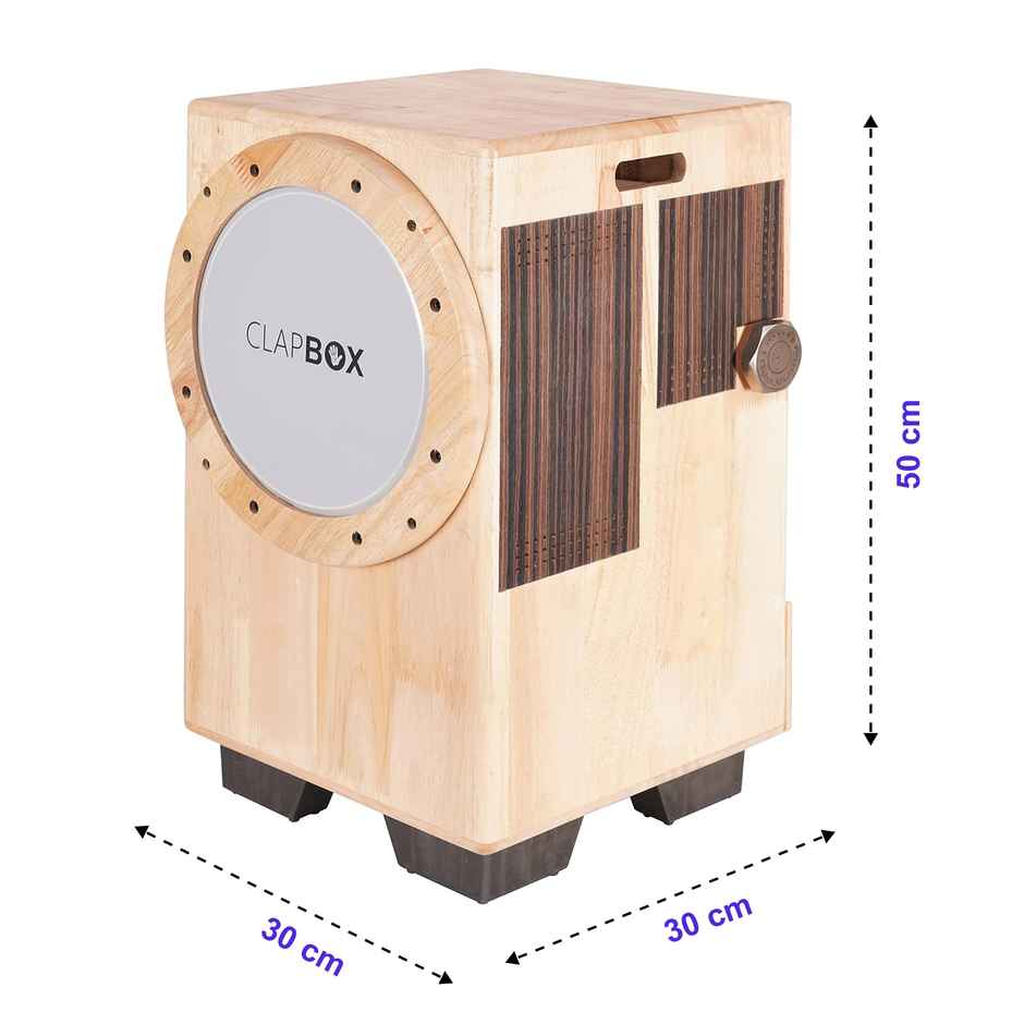 Clapbox Cajembe Cajon (4 Instruments In 1) - Rubber Wood (H:50 W:30 L:30) 3 Internal Snares,Natural