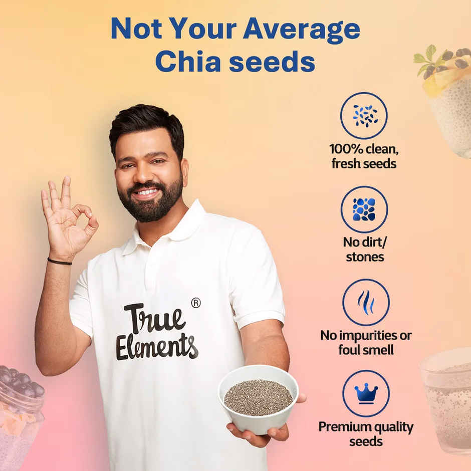 True Elements Chia Seeds Non-Gmo Seeds For Eating Rich In Omega -3 And Fibre Healthy Snacks Combo