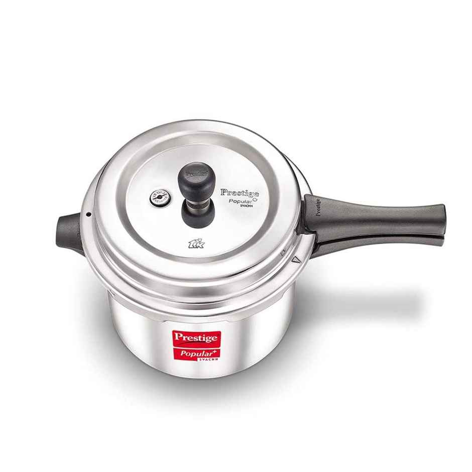 Prestige Aluminium Outer Lid Popular Plus Svachh Spillage Control Pressure Cooker, 5 L (Silver)