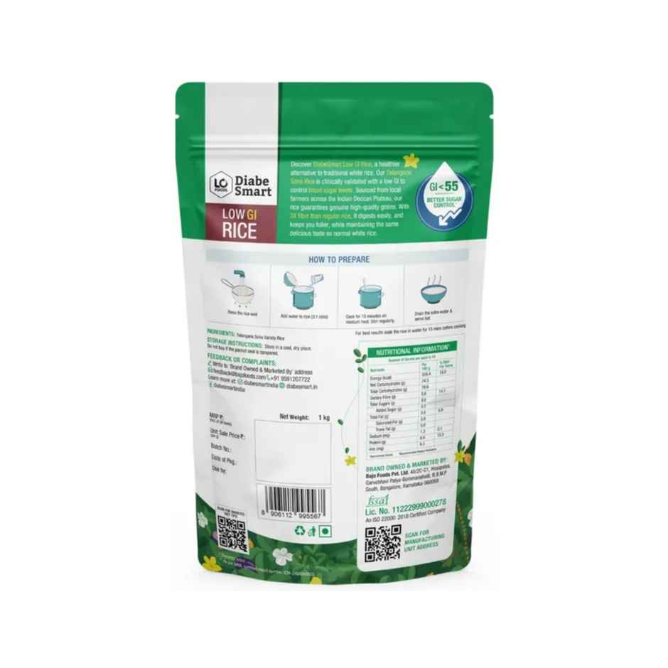 DiabeSmart Low GI Rice - Sona Masoori Diabetic Care White Rice for Sugar Control Combo