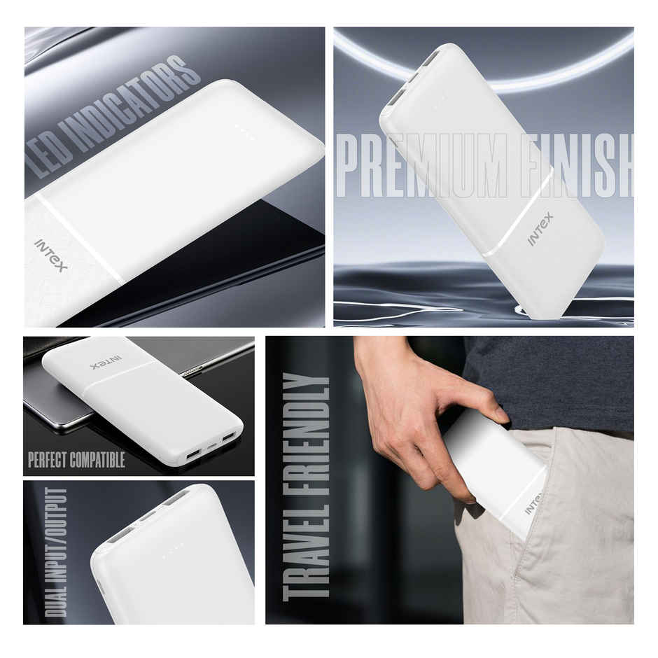 Intex 10000 mAh 12 W Power Bank (Creamy White, Lithium Polymer, Fast Charging for Mobile)