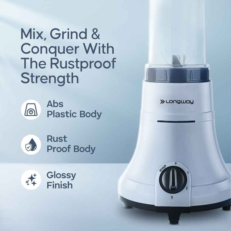 Longway Sage Juicer Mixer Grinder | 500 Watt | 2 Jars for Grinding & Mixing, Juicing with Powerful Motor | Gray&Black