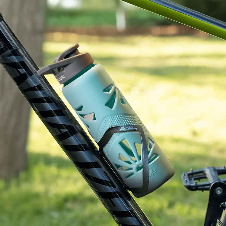 Glasafe Clear Grip Borosilicate Glass Bottle with Protective Silicone Sleeve | Mellow Mist | 750 ml