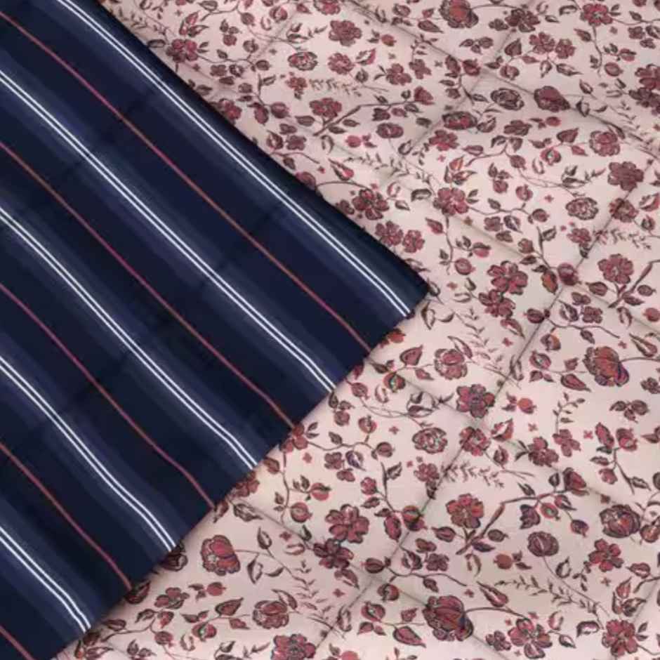 Kopa Super Soft Microfiber Comforter for All Weather | Single Size | Floral | Brick, Blue