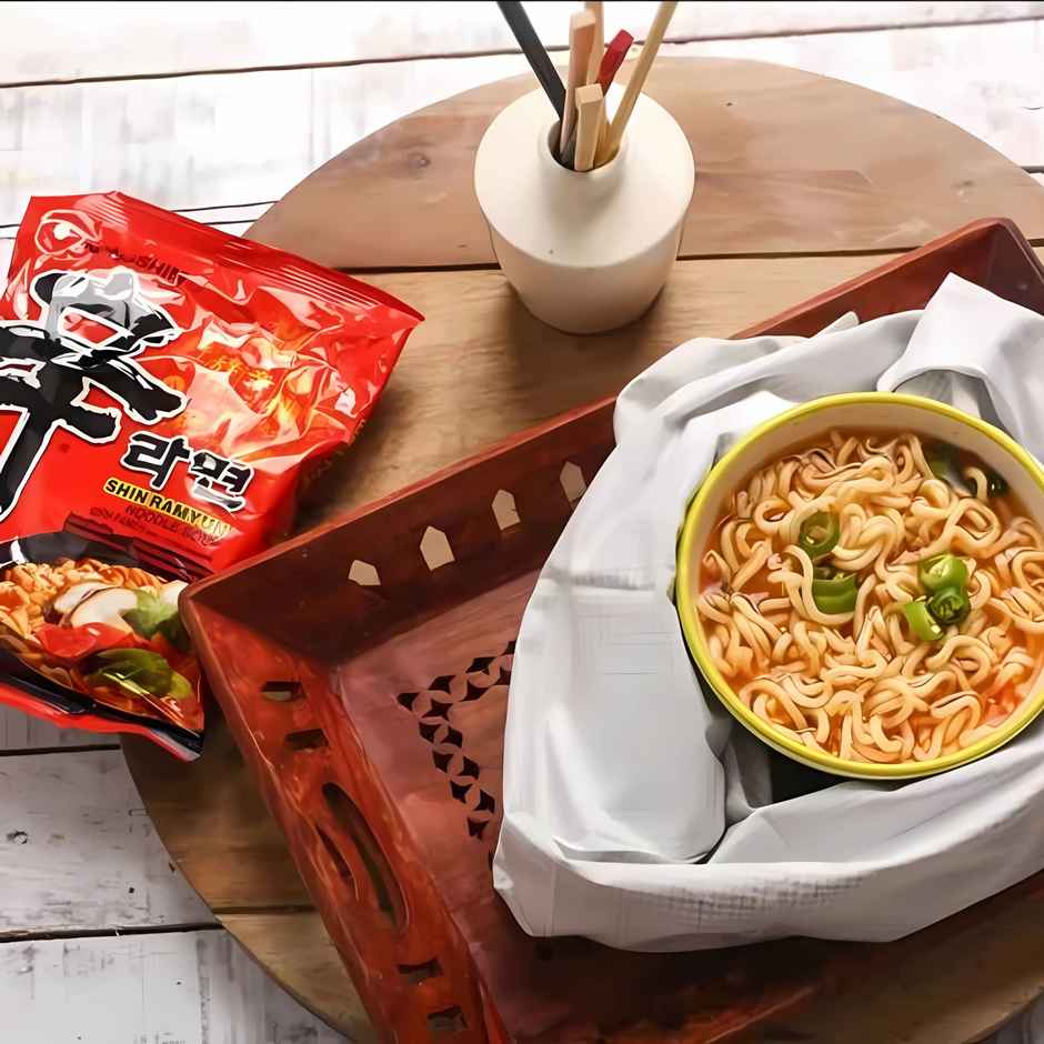 Nongshim Ansung Instant Noodle Soup(68gms), Nongshim Shin Ramyun Noodle Soup(120gms) & Nongshim Shin Ramyun Stir Fry Noodles with Cheese(136gms) Combo